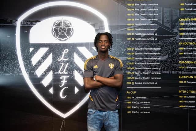 EXCITEMENT: From Leeds United new boy Darko Gyabi. Picture by LUFC.