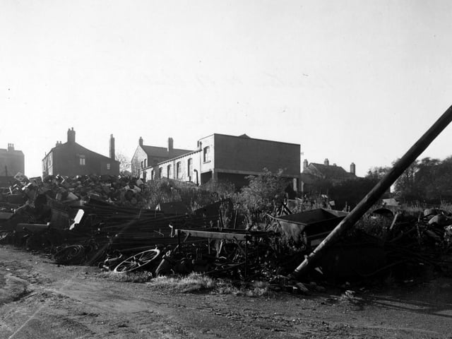 A view from View from Wesley Street showing Beeston Working Men's Club on Silver Street in October 1949.