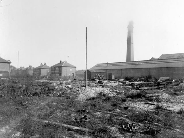 The factory premises of Forgrove machinery Company Ltd wrapping machine makers on Dewsbury Road in April 1942.