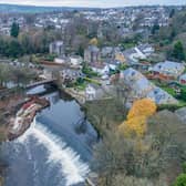In June 2020, work started to construct the fish pass adjacent to the weir however during construction, in late January 2021 the region was hit by Storm Christophe. Picture: Environment Agency.