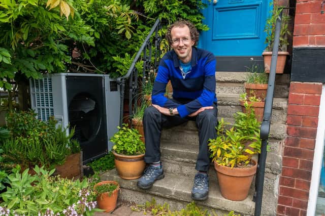 Ewan Jones, of Burley, Leeds, has fitted an air source heat pump, solar panels, and more internal insulation to his home to make it more energy efficient.