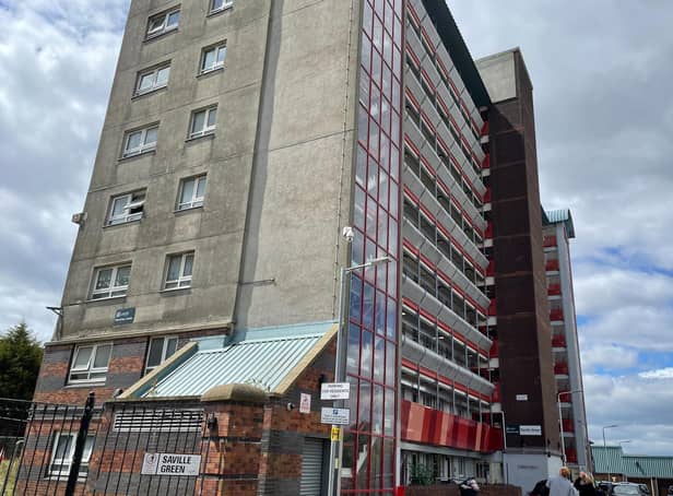 The baby fell from the window of a flat in Saville Green, Burmantofts, at around 1pm on Saturday - and later died in hospital.