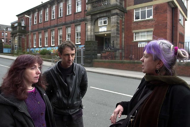 Governors from left; Sue Buckle, Martin Corey and Victoria Jaquiss, who were protesting against the school's proposed closure. They are pictured in April 2004.