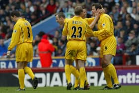 Brilliance from Mark Viduka, right, sealed a 1-0 win against Aston Villa back in April 2002. Picture by Varleys.