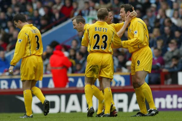 Brilliance from Mark Viduka, right, sealed a 1-0 win against Aston Villa back in April 2002. Picture by Varleys.