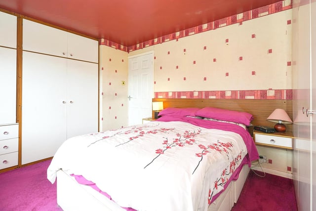To the first floor are two double bedrooms and a single bedroom, all of which would benefit from redecoration.