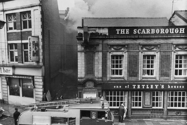 Firefighters battle a blaze behind the Scarborough Public House in June 1972.