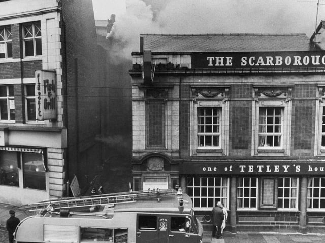 Firefighters battle a blaze behind the Scarborough Public House in June 1972.