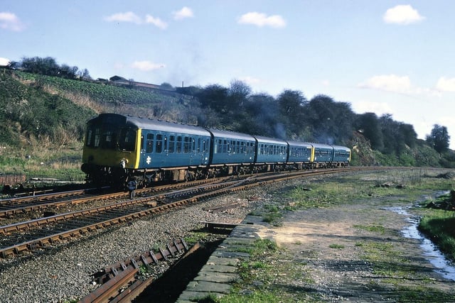A Trans-Pennine diesel unit on its way to Leeds City after just passing through Morley Low Station in April 1972. PIC: David Atkinson Archive
