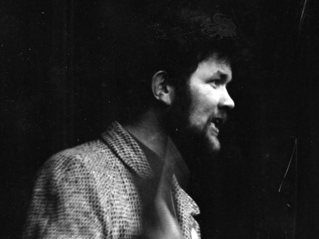 A speaker addresses protest marchers gathered outside Leeds Town Hall in Victoria Gardens in February 1972 . This is in the aftermath of the Bloody Sunday killings which happened the week before in late January 1972. PIC: C. E. Shaw