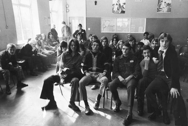 Glum faces at the Youth Careers Office in September 1972.