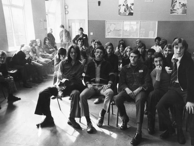 Glum faces at the Youth Careers Office in September 1972.