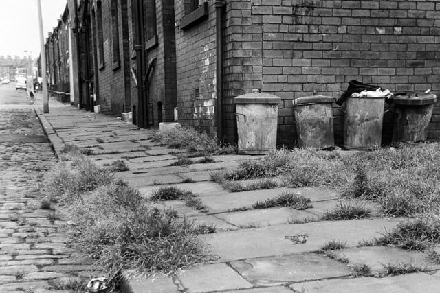This is Bayswater Row in Harehills where angry residents complaining about grass growing through the cobblestones in July 1972.