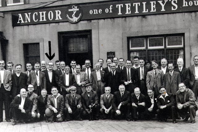 The 1953 Anchor pub trip to Scarborough. the landlord, arrowed, was Walter Baxter. PIC: D. McGough