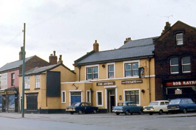 The Anchor in the early 1970s. Smiths Court is visible on the left and the corner with Anchor Street is seen right. Bob Rayner's barber's shop is pictured, also on the right. PIC: D. McGough