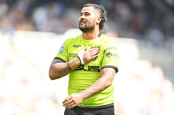 Dave Fifita scored for Trinity, but his sin-binning was costly. Picture by Will Palmer/SWpix.com.