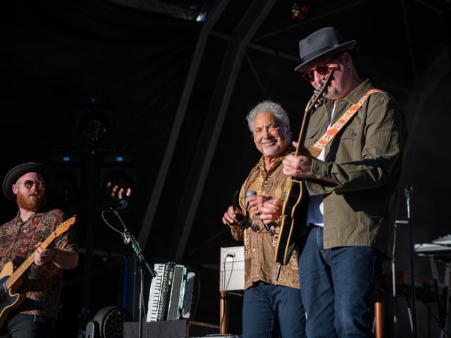 Tom Jones on stage. Photos by Cuffe and Taylor/The Piece Hall Trust