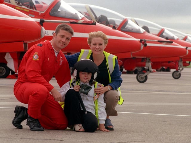 Young Jayne Allen enjoyed a dream come true when she meet the flying team The Red Arrows at Leeds Bradford Airport. She also met Emmerdale actress Glenda McKay. They are pictured with Squadron Leader Andy Lewis.