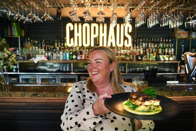 St Gemma's senior fundraiser, Lisa Aldred, with the chargrilled Yorkshire chicken dish (Photo: Jonathan Gawthorpe)