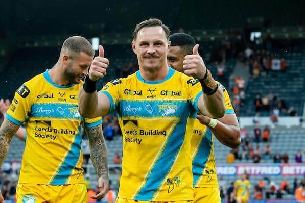 James Donaldson celebrates the win over Castleford. Picture by Will Palmer/SWpix.com.