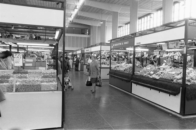 Shoppers in Wakefield's indoor market.