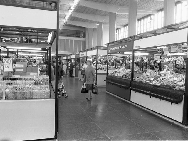 Shoppers in Wakefield's indoor market.