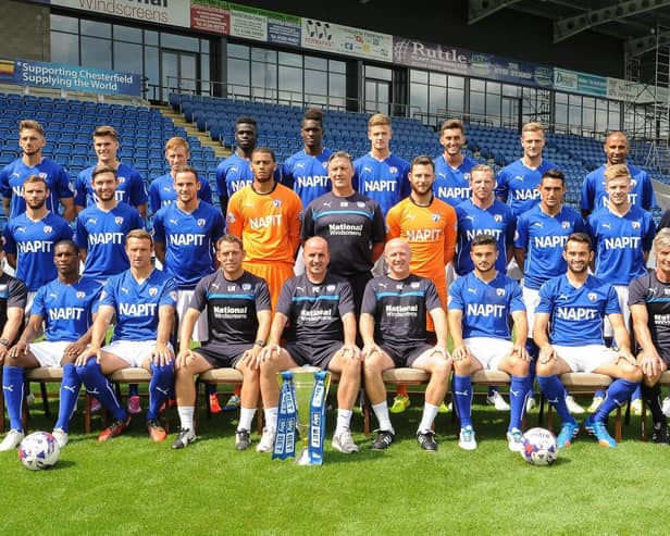 OLD PALS - Liam Cooper, back row second from right, and Jay O'Shea, middle row third from left, won a League Two title together at Chesterfield and have reunited this week on the Gold Coast.