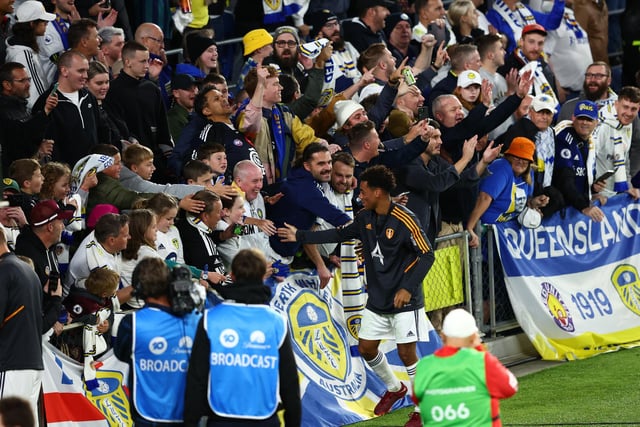 Leeds United's new USA international midfielder Tyler Adams is all the rage as he greets the fans after his first game in front of the brilliant Whites support.