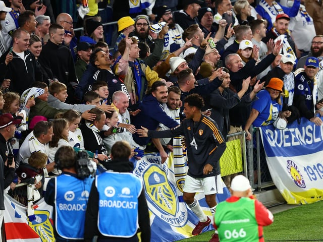 Leeds United's new USA international midfielder Tyler Adams is all the rage as he greets the fans after his first game in front of the brilliant Whites support.