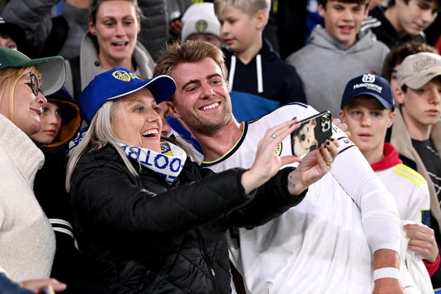 Patrick Bamford poses for a selfie after his comeback in front of Leeds United's fans.