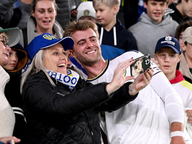 Patrick Bamford poses for a selfie after his comeback in front of Leeds United's fans.