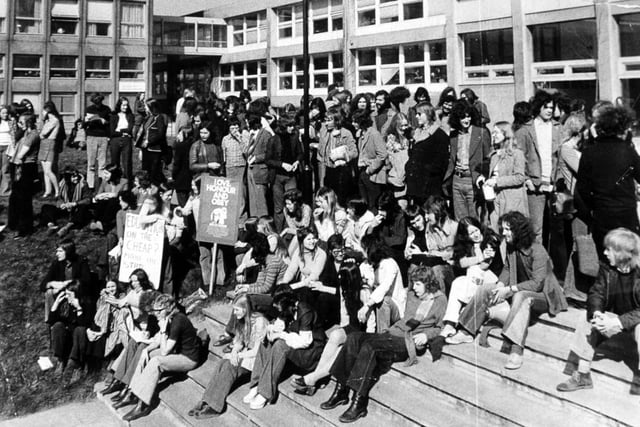 Leeds Polytechnic students staged a protest in March 1973.