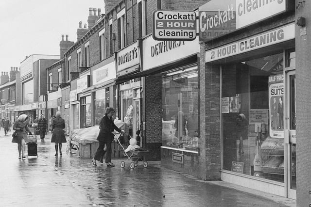 Part of the shopping parade on Austhorpe Road at Cross Gates in July 1973.