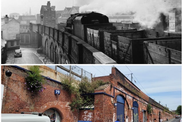 Then and now: The old Marsh Lane station, photographed by the Yorkshire Post in November 1951, and the same site today.