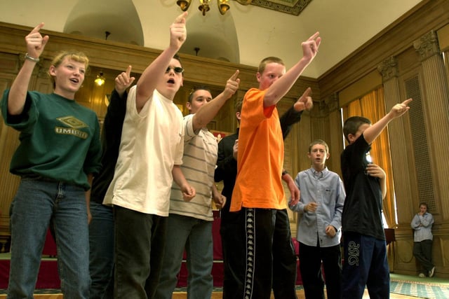 The Leeds Youth Justice Plan was launched at Leeds Civic Hall. Members of Harehills & South Leeds Youth Theatre groups performing a production called 'The Forked Path', by The Theatre Company Blah, Blah, Blah, specially written for the launch.