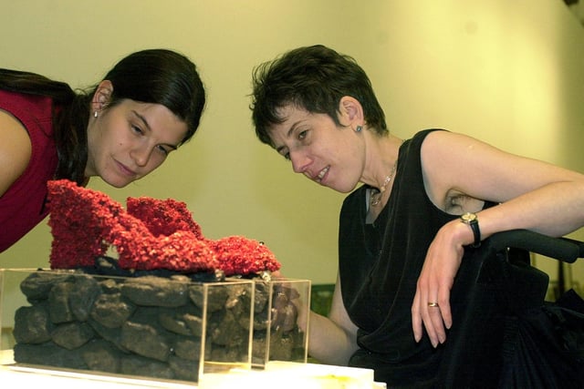 Susie Biller (left) with Mitch Leon, artist and one of the judges of the Artist Show 2000 'Idea of the North' at the Leeds City Art Gallery.
