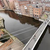 A woman was rescued from the River Aire after falling in from Centenary Bridge in Leeds city centre. Photo: Google.