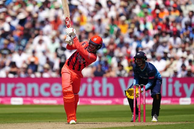 Lancashire Lightning's Keaton Jennings led his team's reply to sink Yorkshire Vikings in their Vitality Blast T20 Roses semi-final clash at Edgbaston Picture: Mike Egerton/PA