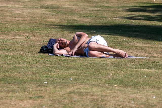 Sunbathers soaked up the rays in Roundhay Park yesterday.