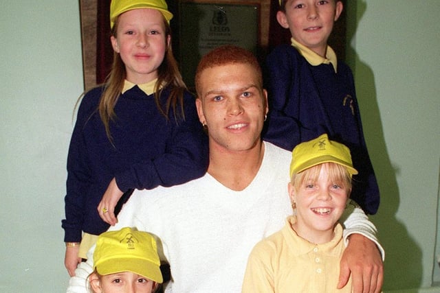 Leeds Rhinos star Marvin Golden joined pupils at Windmill Primary celebrate the school's refurbishment in November 1997. He is pictured with, clockwise from bottom left, Tammy Barker, Gemma Medley, Steven Houlgate and Sinitta Craze.