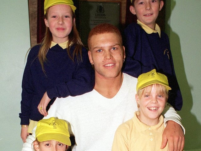 Leeds Rhinos star Marvin Golden joined pupils at Windmill Primary to celebrate the school's refurbishment in November 1997. He is pictured with, clockwise from bottom left, Tammy Barker, Gemma Medley, Steven Houlgate and Sinitta Craze.