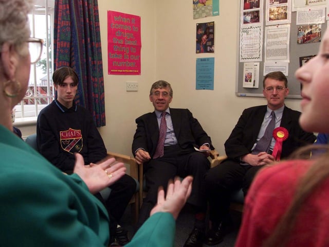 Home Secretary Jack Straw meets residents of the Winrose housing project in June 1999.
