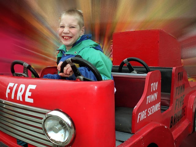 The car park of a Belle Isle pub held at fun-fair in October 1996. Pictured is Jason Hinks, a pupil at Broomfield Special School.