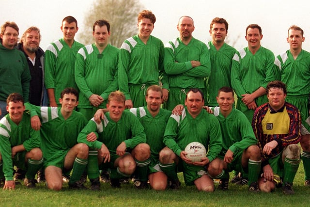 Belle Isle who played in Division 1 of the Leeds Combination League. Pictured after a 4-0 win against Cross Green Dodgers in November 1995, are, back from left, Chris Balwin, George Butterfield, David Amos, Paul Middleton, Gary Loftus, AL Beggs, Richard Bowes, Adrian Baldwin and John Gillett. Front, from left, are Andy Hawks, Richard Amos, Geoff Baldwin, Marvin Stafford, Rodger Whale, Glen Butterfield and Mick Turner.