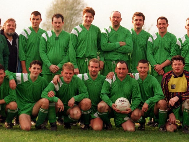Belle Isle who played in Division 1 of the Leeds Combination League. Pictured after a 4-0 win against Cross Green Dodgers in November 1995, are, back from left, Chris Balwin, George Butterfield, David Amos, Paul Middleton, Gary Loftus, AL Beggs, Richard Bowes, Adrian Baldwin and John Gillett. Front, from left, are Andy Hawks, Richard Amos, Geoff Baldwin, Marvin Stafford, Rodger Whale, Glen Butterfield and Mick Turner.