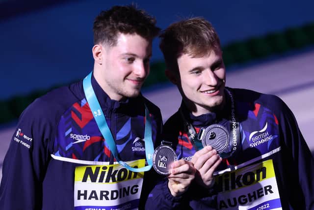TEAMMATES: Jack Laugher, right, is eyeing more medal success at the Commonwealth Games in Birmingham in the 1m and 3m individual springboard as well as in the 3m synchro with new partner, Anthony Harding, left. Picture: Getty Images.