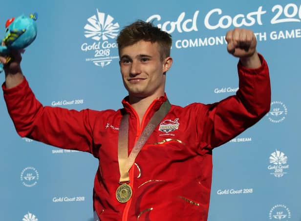 England's Jack Laugher with his gold medal following the Men's 3m Springboard at the 2018 Commonwealth Games in the Gold Coast, Picture: Danny Lawson/PA