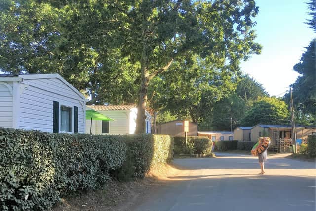 The surrounding woods offer welcome shade at La Grande Metairie holiday parc, Brittany.