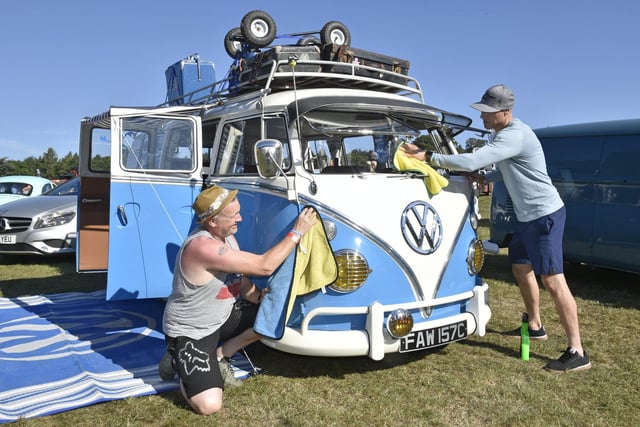 Mark McGrath, from Oakwood, and Mick Wright, from Headingley, with their campervan