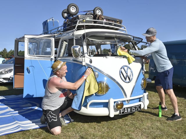 Mark McGrath, from Oakwood, and Mick Wright, from Headingley, with their campervan